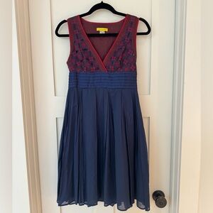 Catherine Malandrino Merlot and Navy Midi Dress